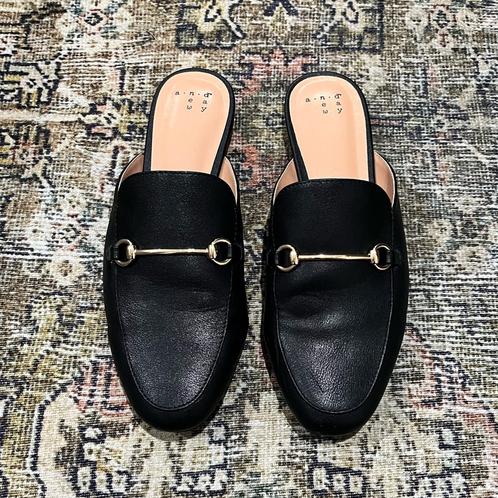 Target A New Day Black Mule Loafers with Gold Accent